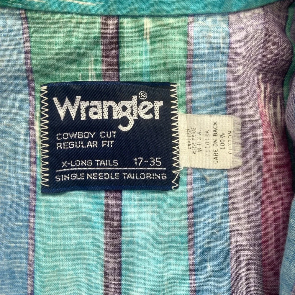 Vintage Wrangler Shirt Mens XL Aztec Navajo Brushpopper Western Cowboy 90s - Picture 3 of 6